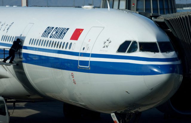 FILE PHOTO: An Air China plane is seen at the international airport in Beijing